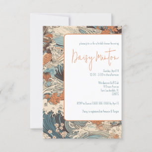 Convites Arte Japonesa, Papel, Ondas, Chá de panela de Água