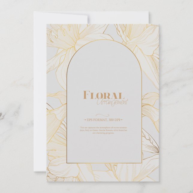 Convites Arte linear de flores de narcisos da primavera. (Frente)