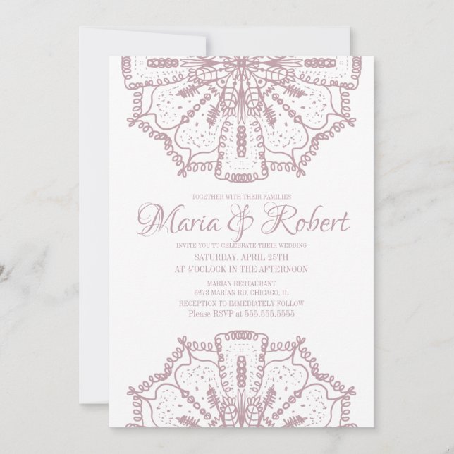 Convites Arte Mandala Boêmio Rosa Casamento Boho (Frente)