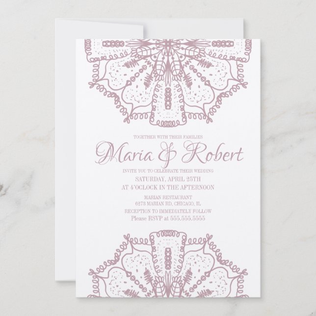 Convites Arte Mandala Boêmio Rosa Casamento Kraft Boho (Frente)