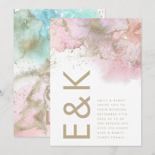 Convites Arte Moderna Foil Watercolor Casamento