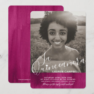 Convites Arte moderna rosa vermelho La Quinceañera foto