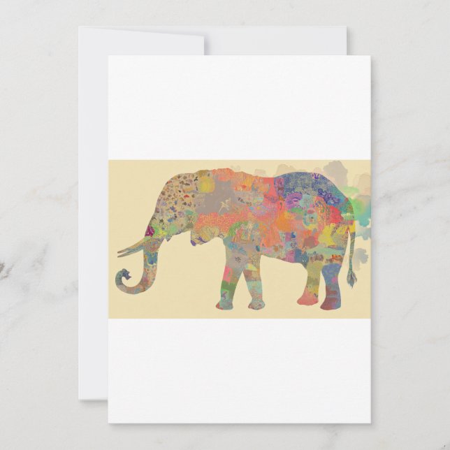 Convites Arte Mosaica Elefante Colorida (Frente)