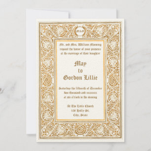 Convites Arte Nouveau 1895: Casamento Foliar e Fronteira Fl