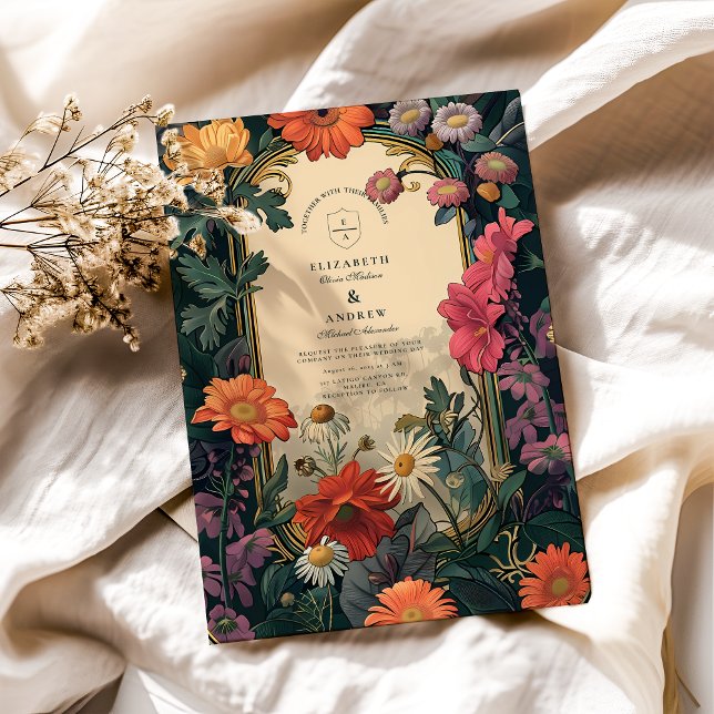 Convites Arte Nouveau: Casamento Dourado (Criador carregado)