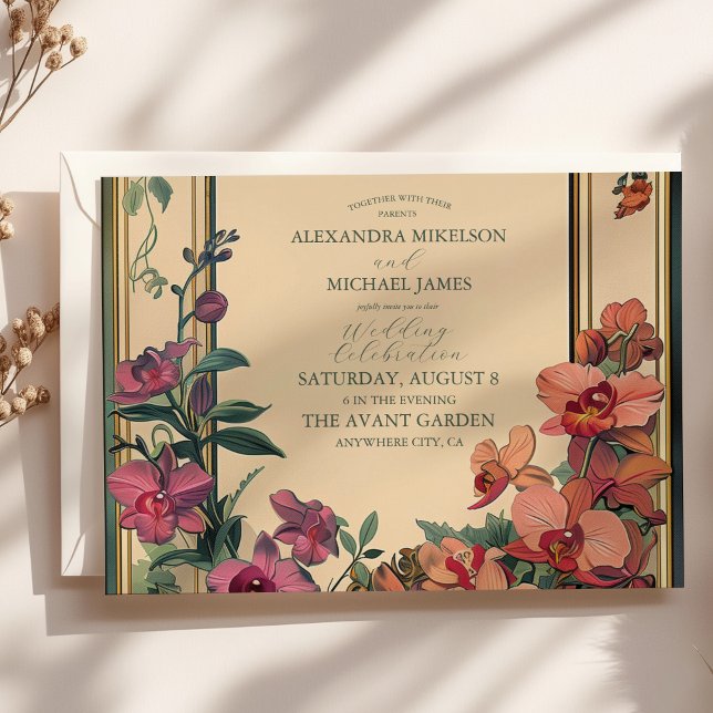 Convites Arte Nova Clássica Chique Casamento Decorativo (Criador carregado)