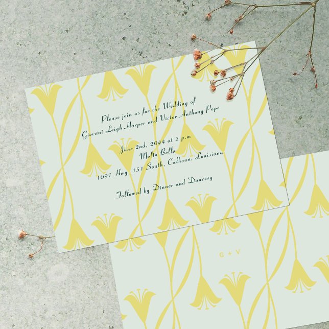 Convites Arte Nova Cor Personalizada Floral Lírio Casamento (Criador carregado)