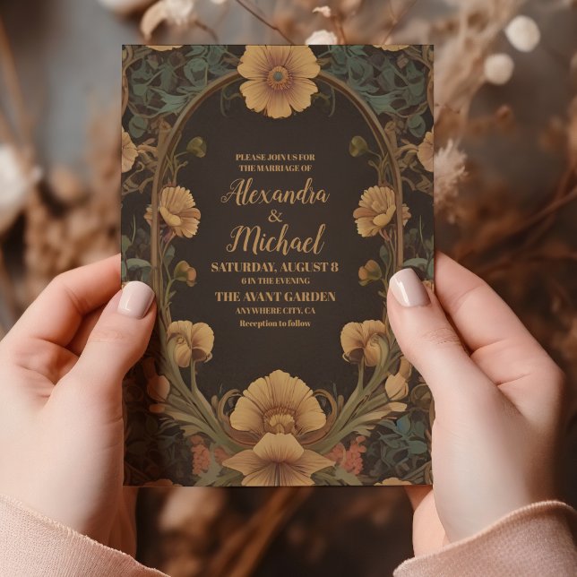 Convites Arte Nova Floral Decorativa Casamento (Criador carregado)