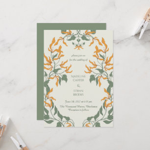 Convites Arte Nova Floral Retro Groovy Casamento