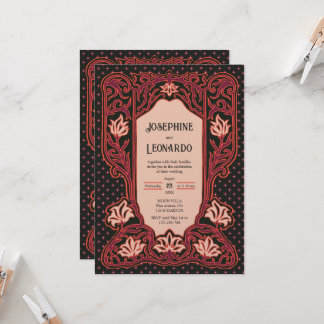 Convites Arte Nova Gótica Escura Floral Vintage