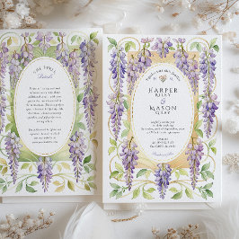 Convites Arte Nova Romântica Casamento Dourado Wisteria