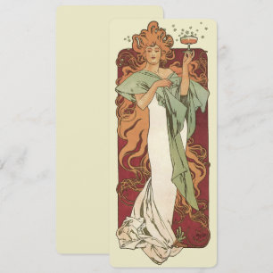Convites Arte Novo Antiga, Champanhe por Alphonse Mucha