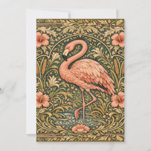 Convites arte novo desenho de flamingo rosa vintage