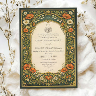 Convites Arte Novo Floral da Floresta Vintage Casamento Isl