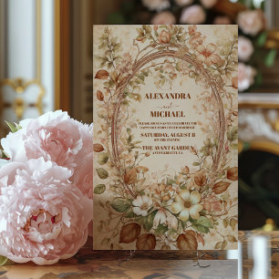 Convites Arte Novo Floral em Terracota Casamento 