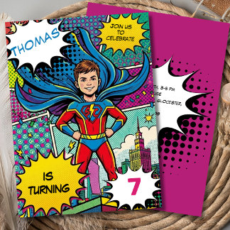 Convites Arte pop de aniversário de super-herói superboy