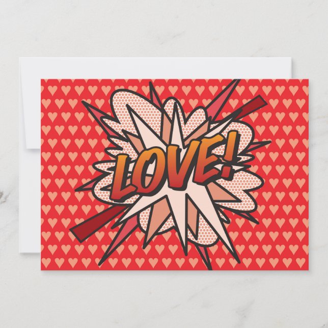 Convites Arte Pop de Quadrinhos Retrô Divertido de AMOR (Frente)