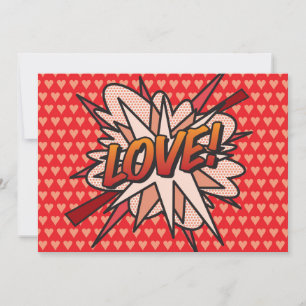 Convites Arte Pop de Quadrinhos Retrô Divertido de AMOR