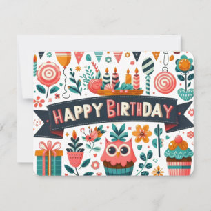 Convites Arte Popular Caprichosa Feliz Aniversário Coruja F