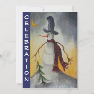 Convites Arte popular primitiva do boneco de neve festa de 