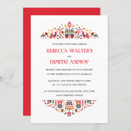 Convites Arte Popular Russa Khokhloma Flower Weding Invita