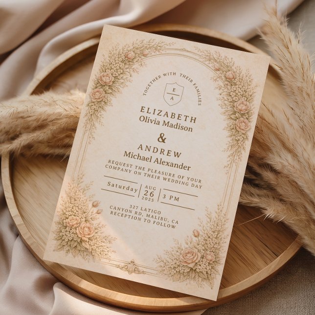 Convites Arte Refinada Casamento de Flores Silvestres Antig (Criador carregado)