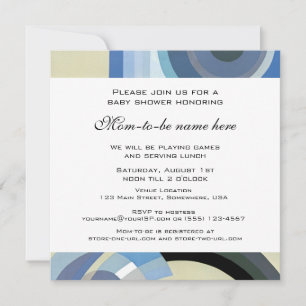 Convites Arte Retro Deco Jazz Vintage Menino Azul Chá de Be