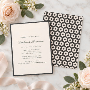 Convites Arte Retro Deco Marfim Preto Azulejo Casamento Geo