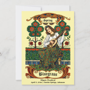 Convites Arte Retro Mulher Art Nouveau Com Festival de Músi