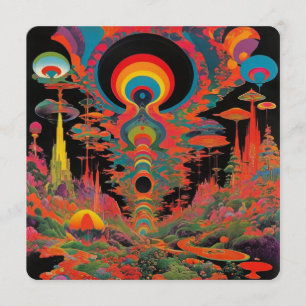 Convites Arte Retro Psicodélico Vintage dos Anos 60 Trippy