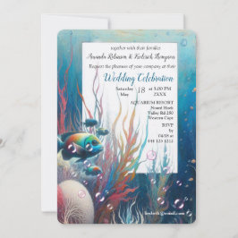 Convites Arte subaquática de peixes e corais em acrílico