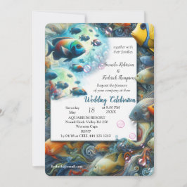 Convites Arte subaquática de peixes e corais em acrílico