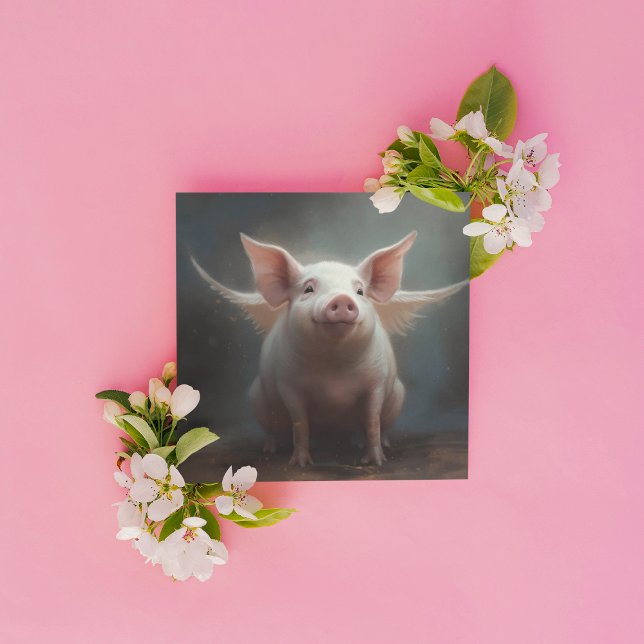 Convites Arte Surreal Sonhadora de Porco Voador com Asas Ca (Criador carregado)