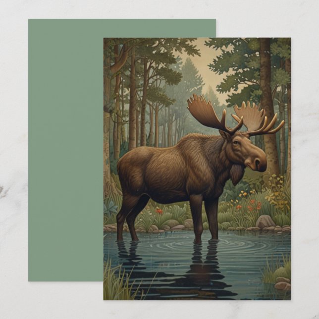 Convites Arte verde da floresta rustica de boho boho (Frente/Verso)