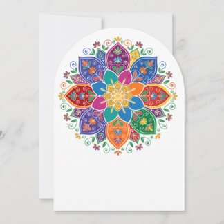 Convites Arte Vetorial de Mandala Floral Multi-Cor Vibrante