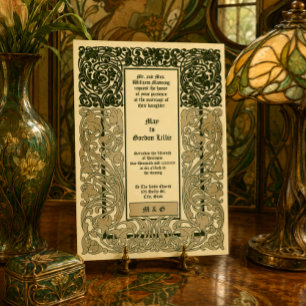 Convites Arte Vintage Nouveau 2 Bordas de Folhagem Colorida