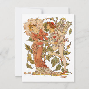 Convites Arte Vitoriano Antigo, Rosa por Walter Crane