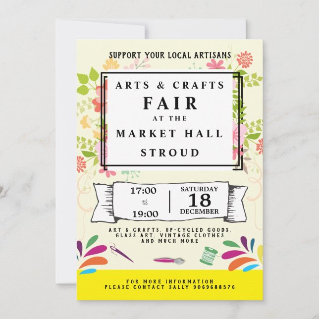 Convites artes e crafternoon justo do mercado do artesanato (Frente)