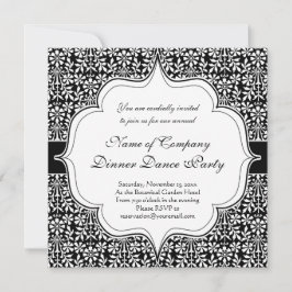 Convites Artes e Ofícios Elegante Floral Preto e Branco