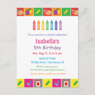 Convites Artes e partido de aniversário de criança temát