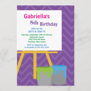 Convites Artes & festa de aniversário da pintura dos miúd