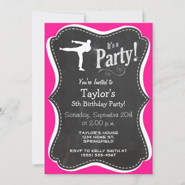 Convites Artes Marciais Rosa Quente (Frente)