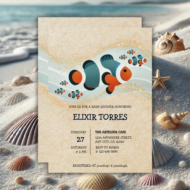 Convites Artesanato De  De Flor De Peixe Nemo Chá de fralda (Criador carregado)