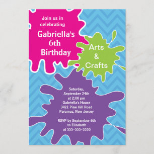 Convites Artesanatos e Artes - Festa de aniversário de Pin
