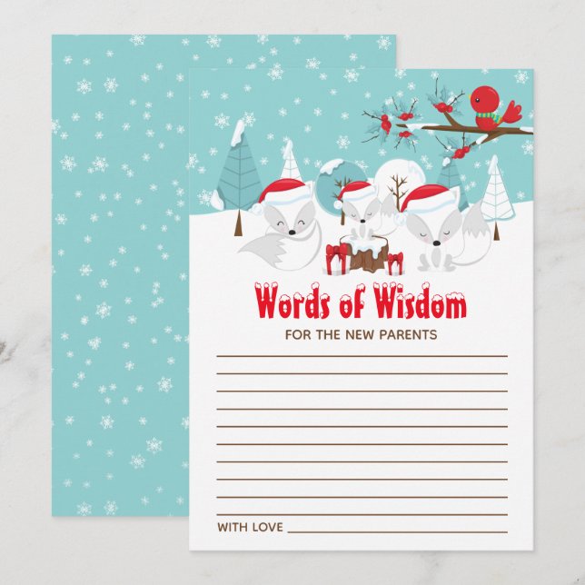 Convites Artic Foxes Christmas Woodland Words of Wisdom (Frente/Verso)