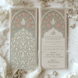 Convites Artisan Coral e Sage Casamento de Locais Islâmicos