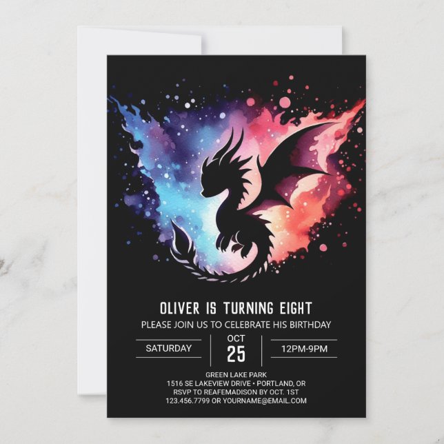 Convites Artisan Dragon Birthday Editável (Frente)
