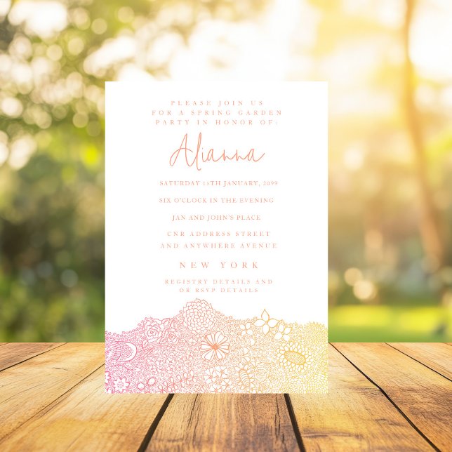 Convites Artista de Cena de Jardim Único Pêssego de Coral d (Criador carregado)