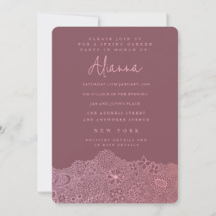 Convites Artista de Cena de Jardim Único Rosa de Aniversári
