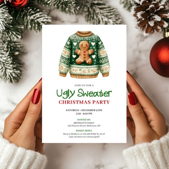 Convites Artistic Funny Ugly Sweater Christmas Party (Artistic Funny Ugly Sweater Christmas Party)